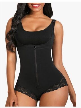NWT SHAPEX Black Lace-Trim Shapewear Bodysuit Size 2X